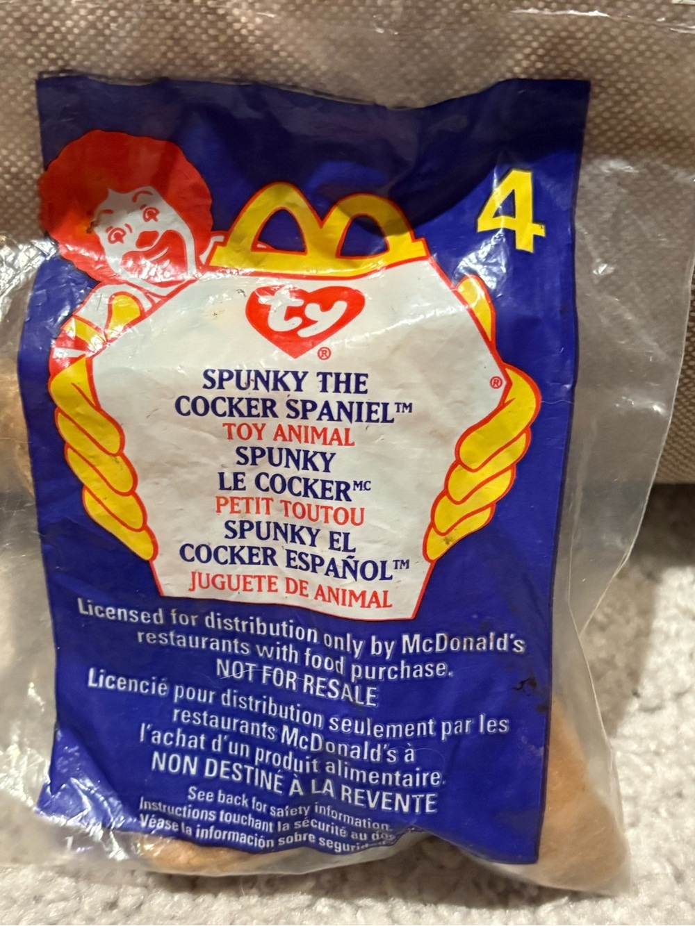 Vintage 1999 McDonald’s TY Spunky the Cocker Spaniel Teenie Beanie Baby #4 – NEW